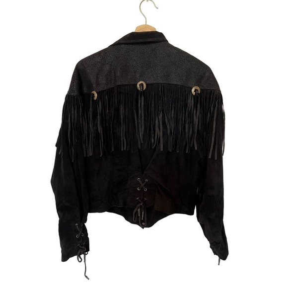 Leather G-III Global Identity Fringe Western Jacket Women's Size Large Vintage - Picture 7 of 8